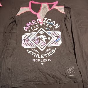 American Fighter Kids Long Sleeve Tee - Black and Pink Accents